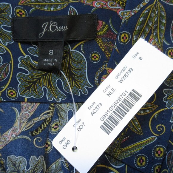 NWT J.Crew Silk Button-up Shirt in Navy Leopard Botanical Cheetah Print 8 - Picture 5 of 5